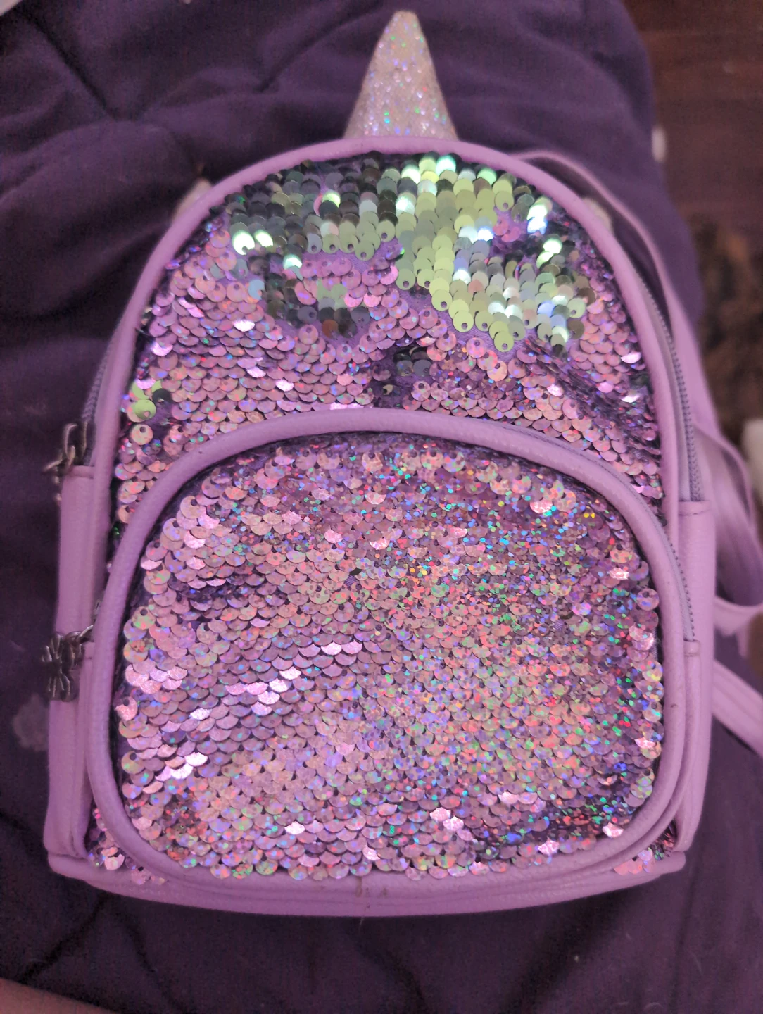 Purple Sequin Unicorn Backpack