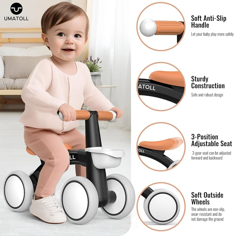 Brand New Black Baby Balance Bike with Lighted Wheels - photo 2