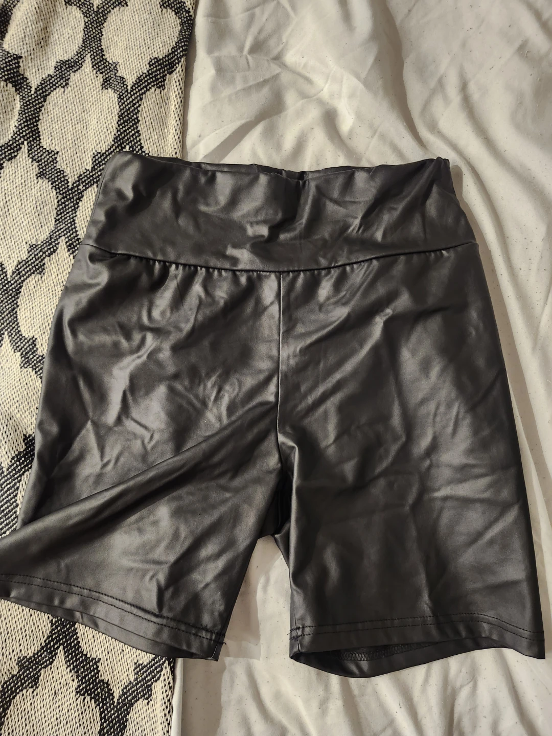SHEIN Black Faux Leather Biker Shorts Size S