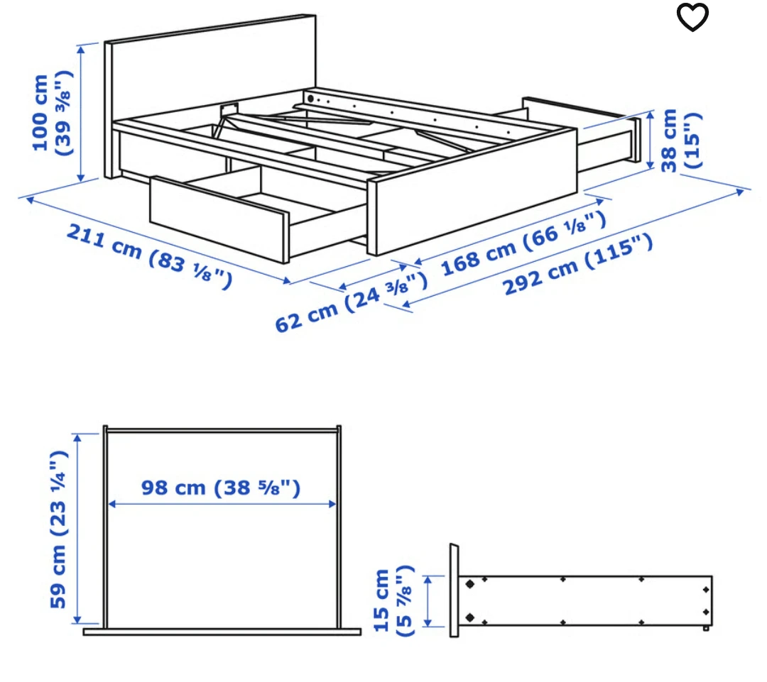IKEA Bed Frame with Storage Drawers - photo 2