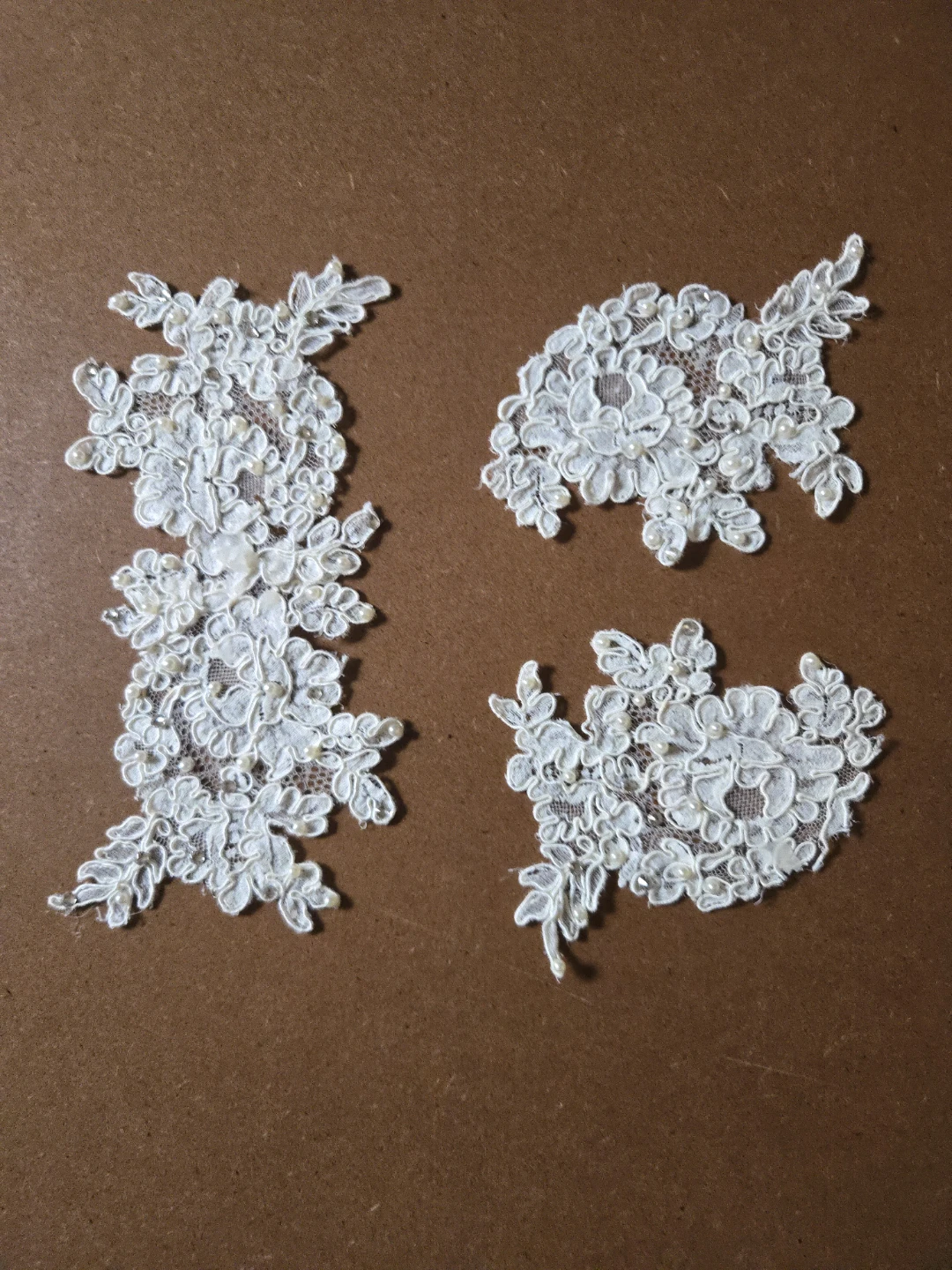 White Lace Appliques with Pearls and Beads
