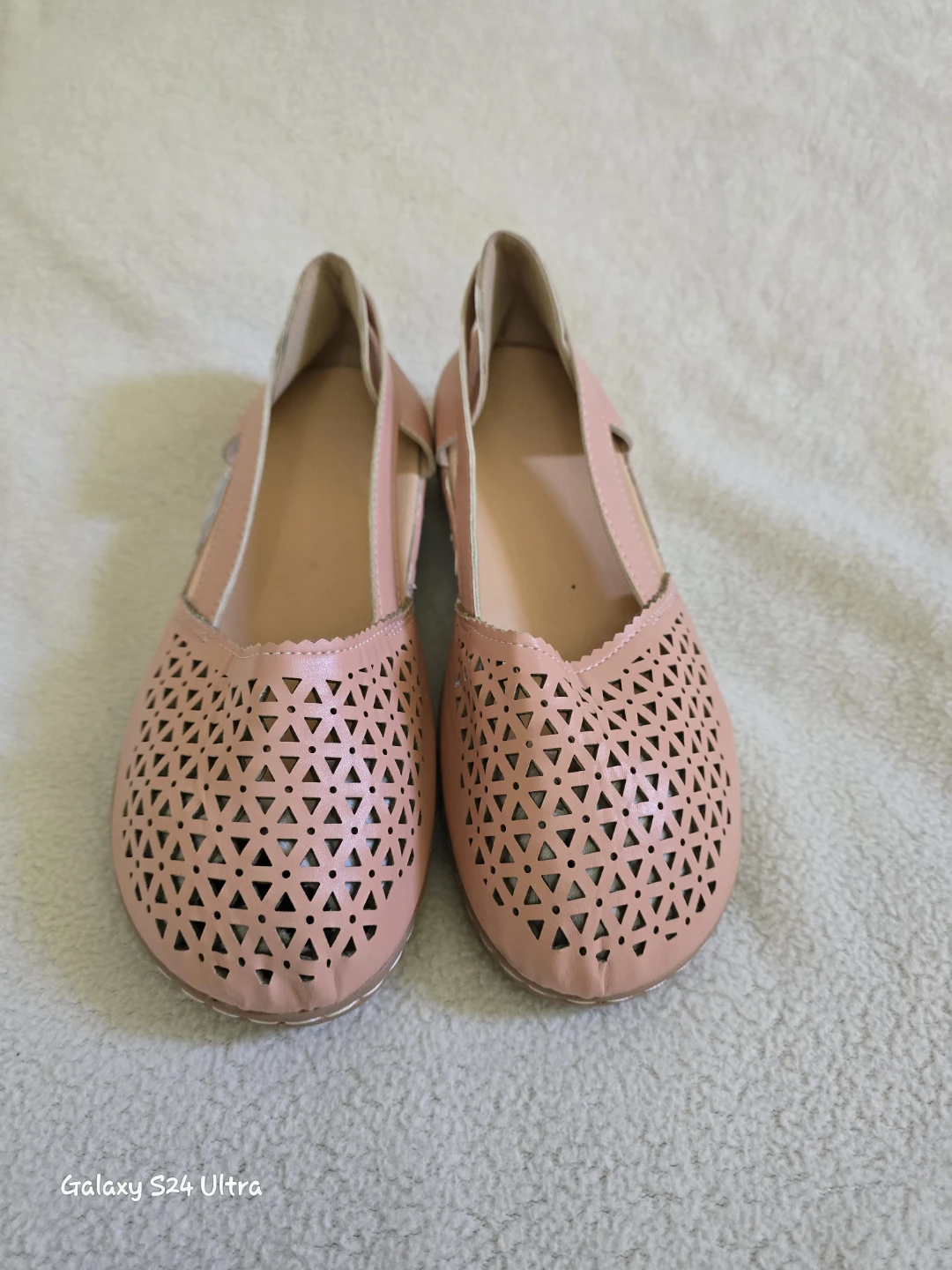 Pink Ballet Flats with Perforated Design