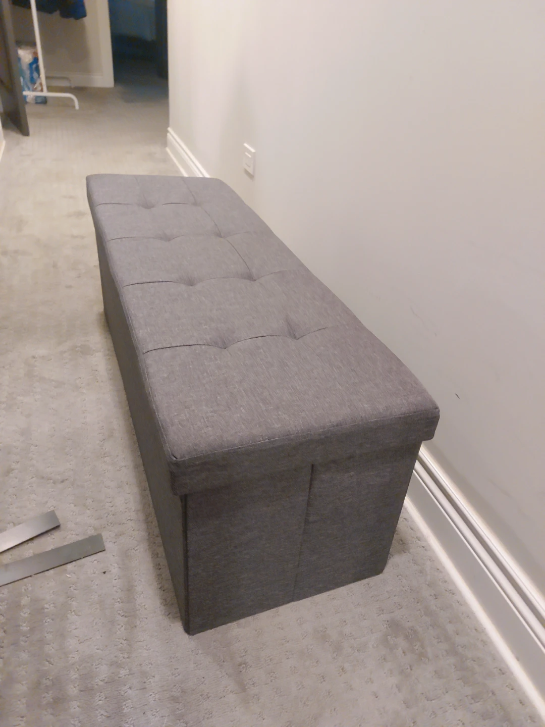 Gray Storage Bench Ottoman