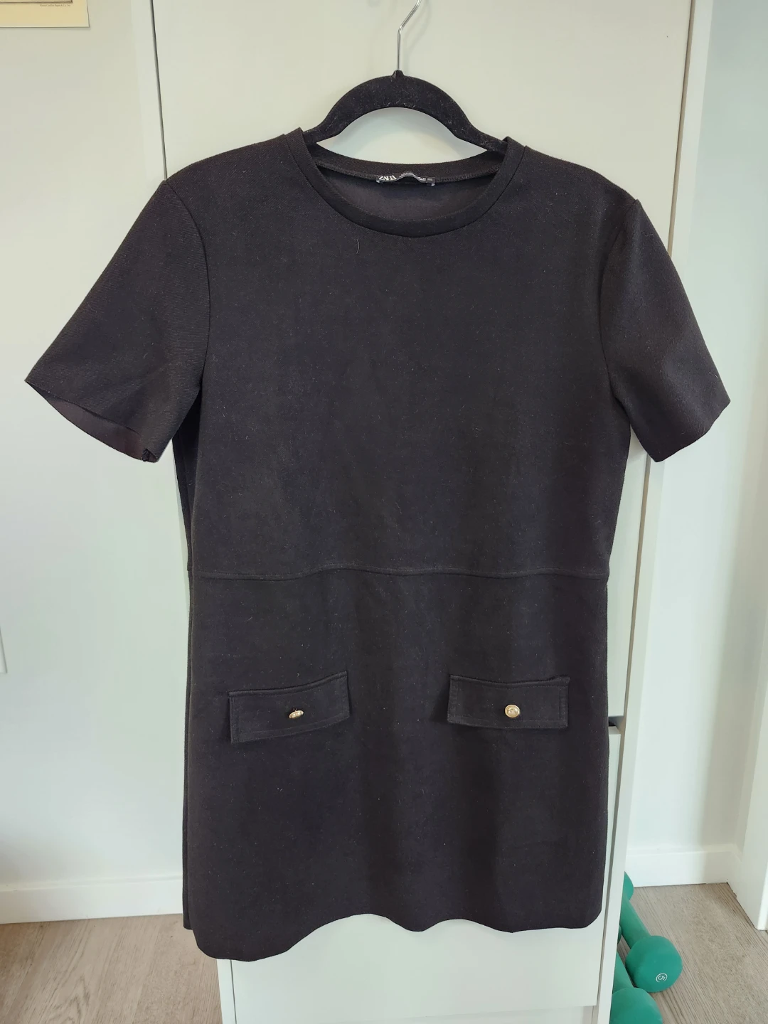 ZARA Black Short-Sleeve Dress