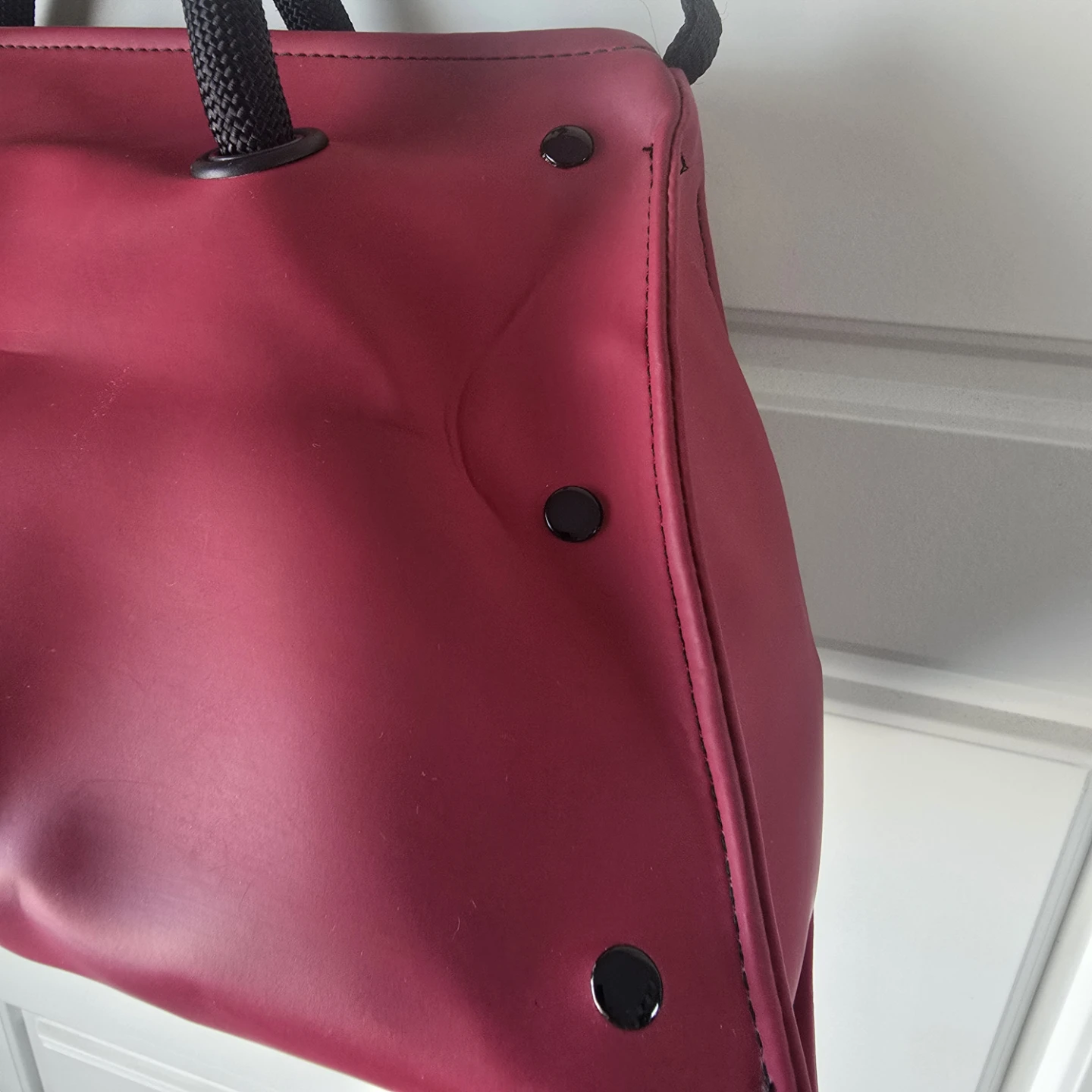 Vintage 90s Moon Line Paris Red Duffel Bag Gorpcore Marine Rope - photo 3