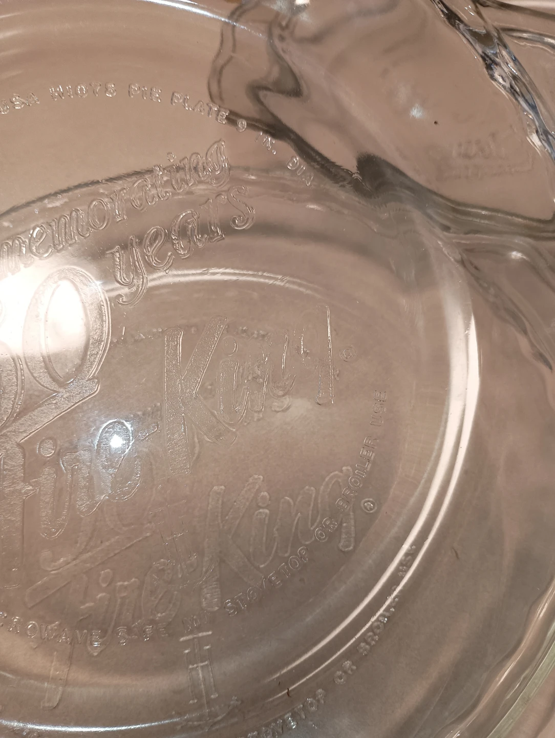 Anchor Fire-King "Commemorating 50 Years" Glass Pie Plate