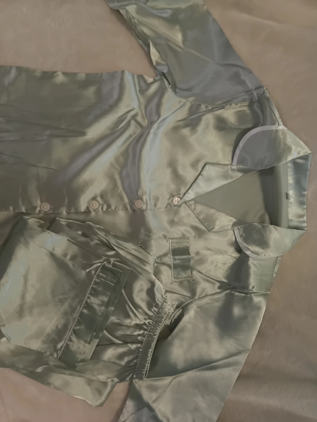Sage Green Satin Pajama Set