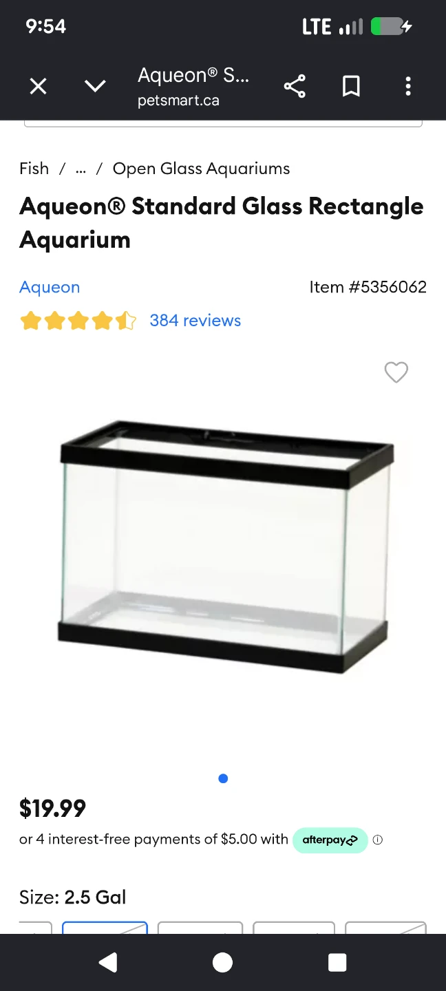 Aqueon Standard Glass Rectangle Aquarium - 2.5 Gallon
