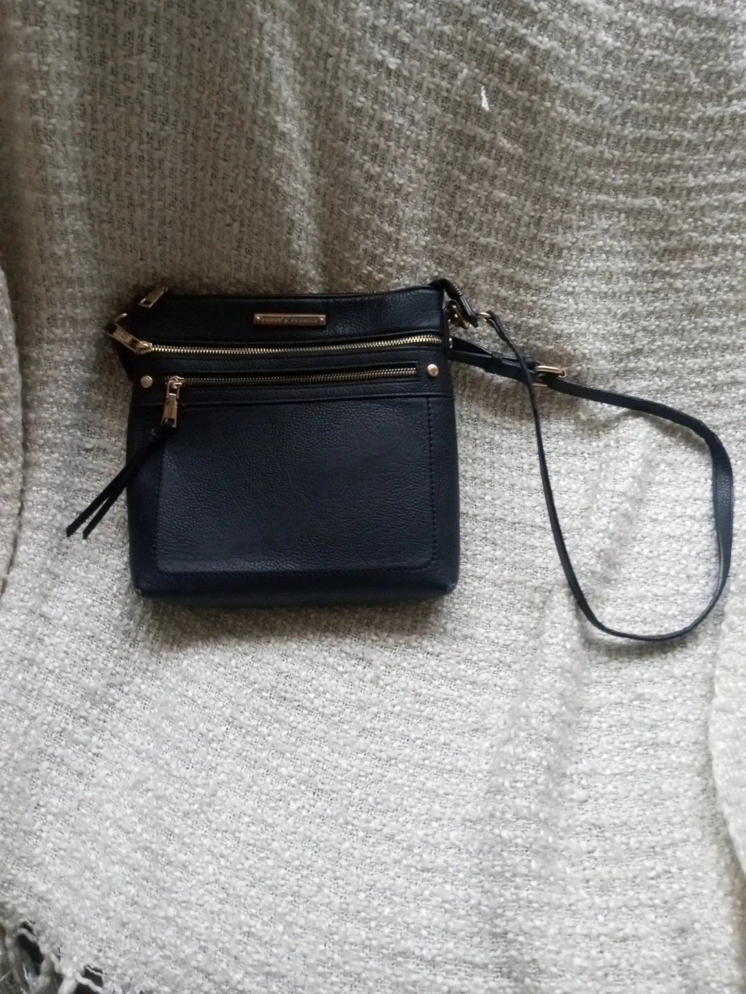Poppy & Peonies Black Crossbody Bag