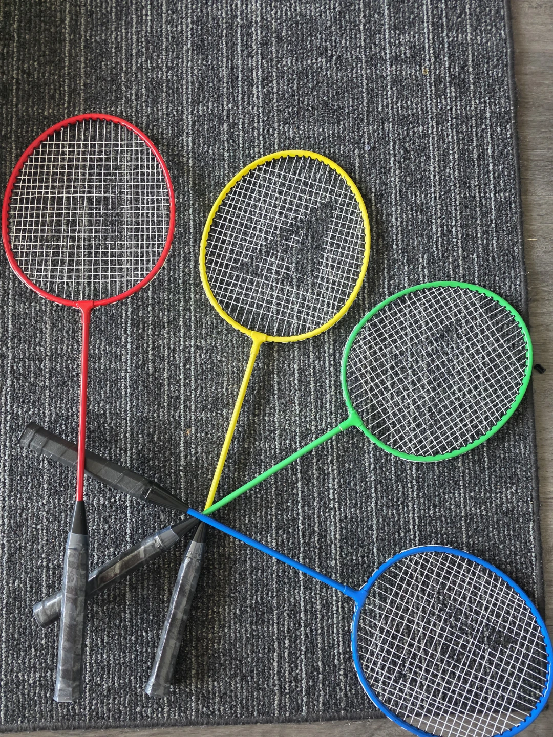 Set of 4 Badminton Racquets (Red, Yellow, Green, Blue)
