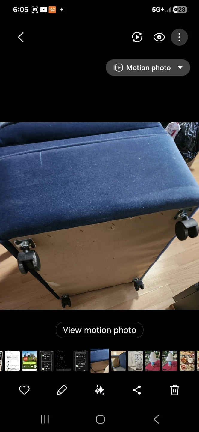 Blue Velvet Storage Ottoman. 24"  x 17" x 15" high - photo 3
