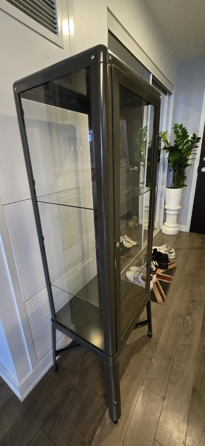 IKEA FABRIKÖR Glass-door Cabinet, Dark Gray - photo 3
