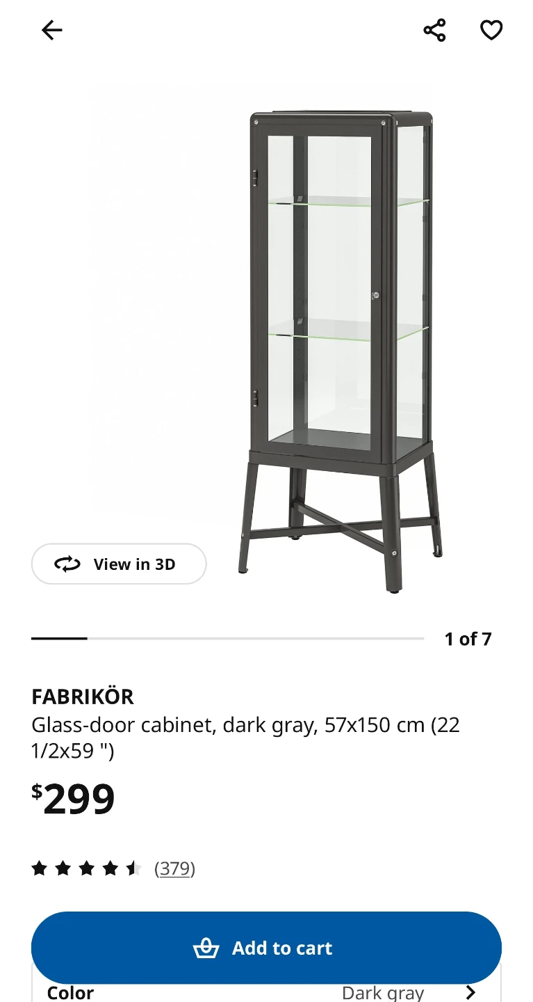 IKEA FABRIKÖR Glass-door Cabinet, Dark Gray - photo 5