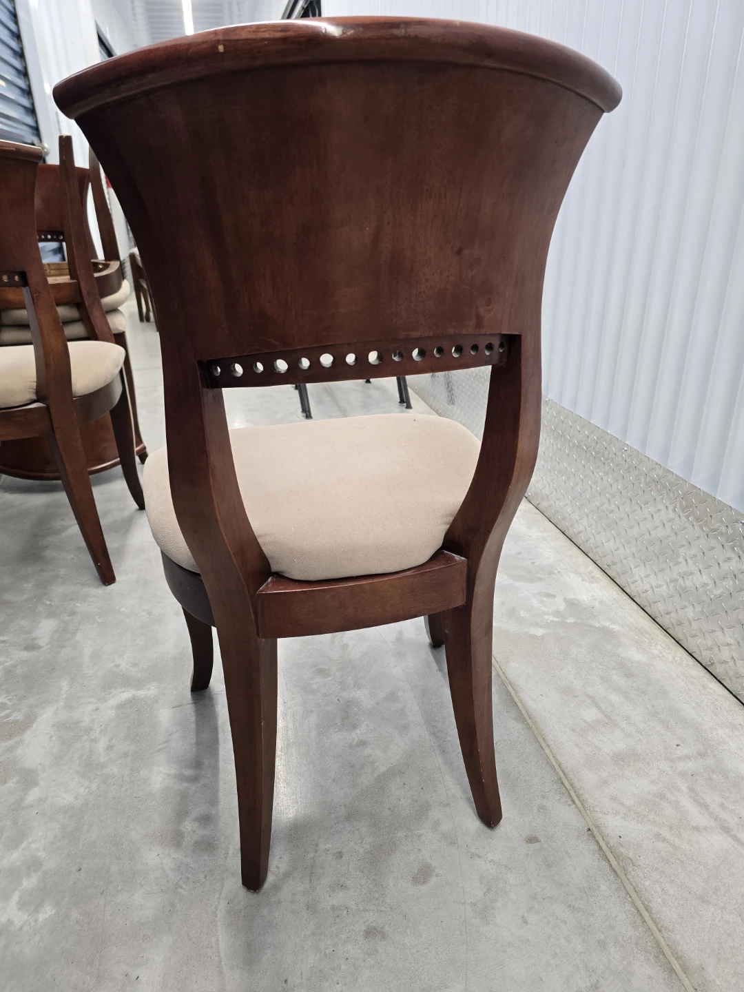 8 Solid wood dining room chairs with large fabric seats - photo 2
