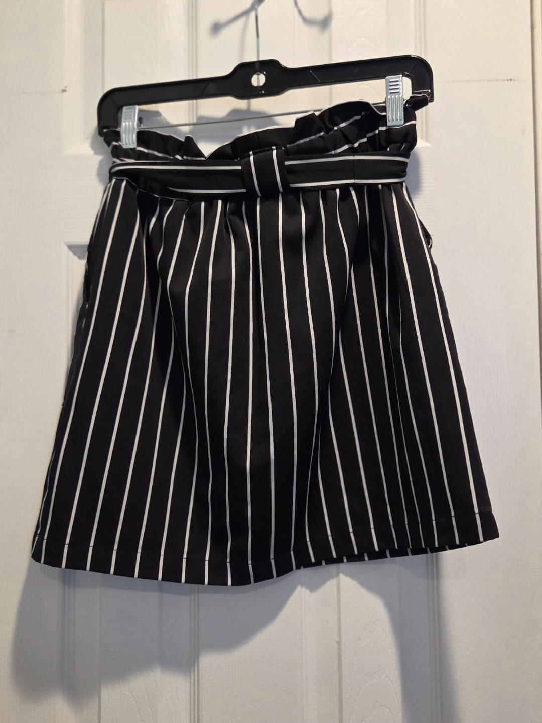 Urban Heritage Black & White Striped Paperbag Waist Skirt