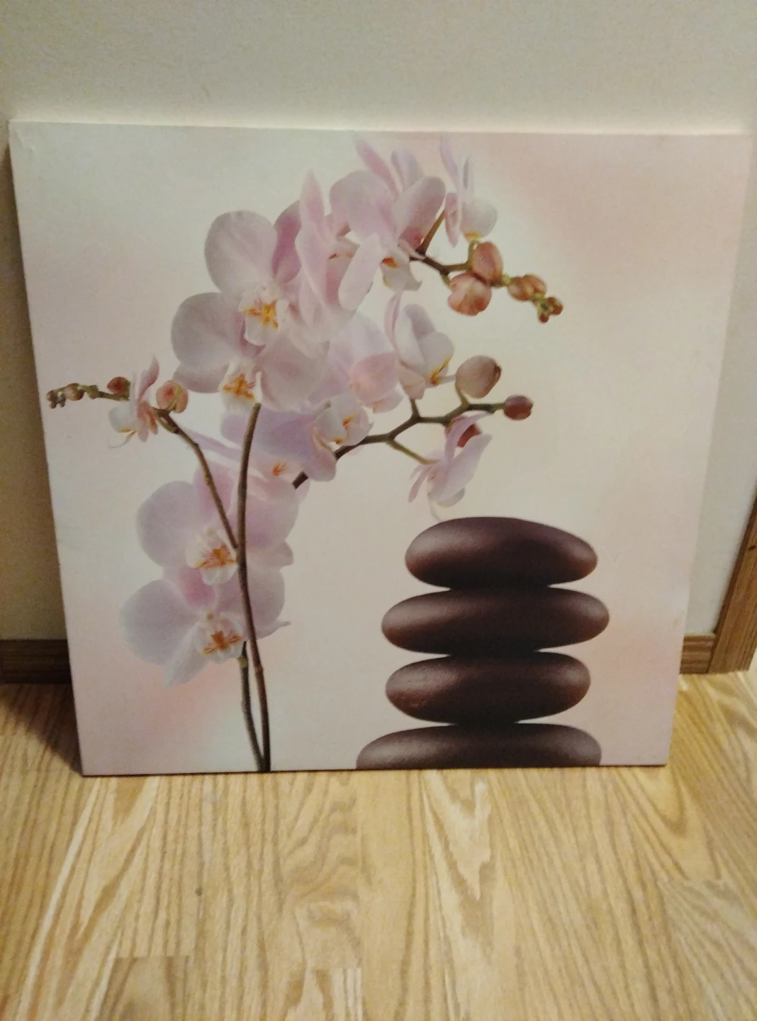 Canvas Print - Pink Orchids and Stacked Stones