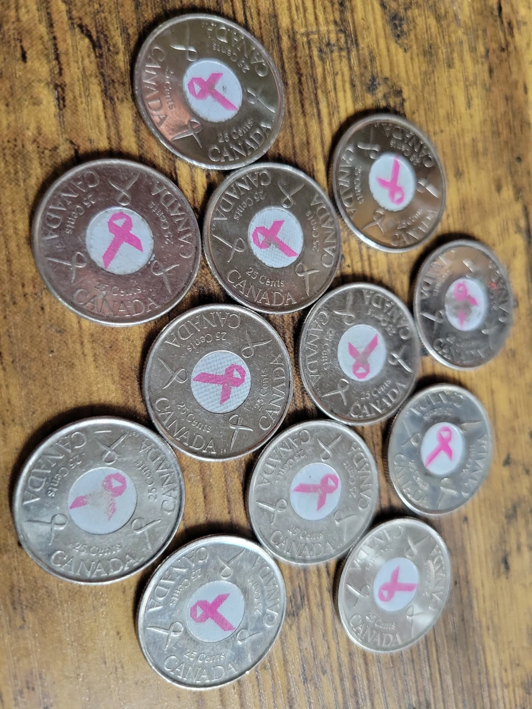 Canada 25 Cents Coins with Pink Ribbons