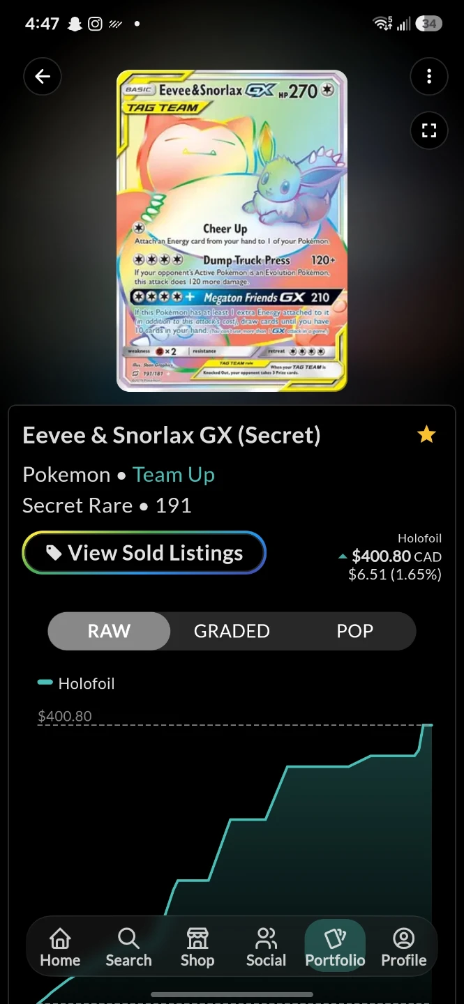 Eevee & Snorlax Tag Team [Secret Rare 191] Near Mint - photo 4