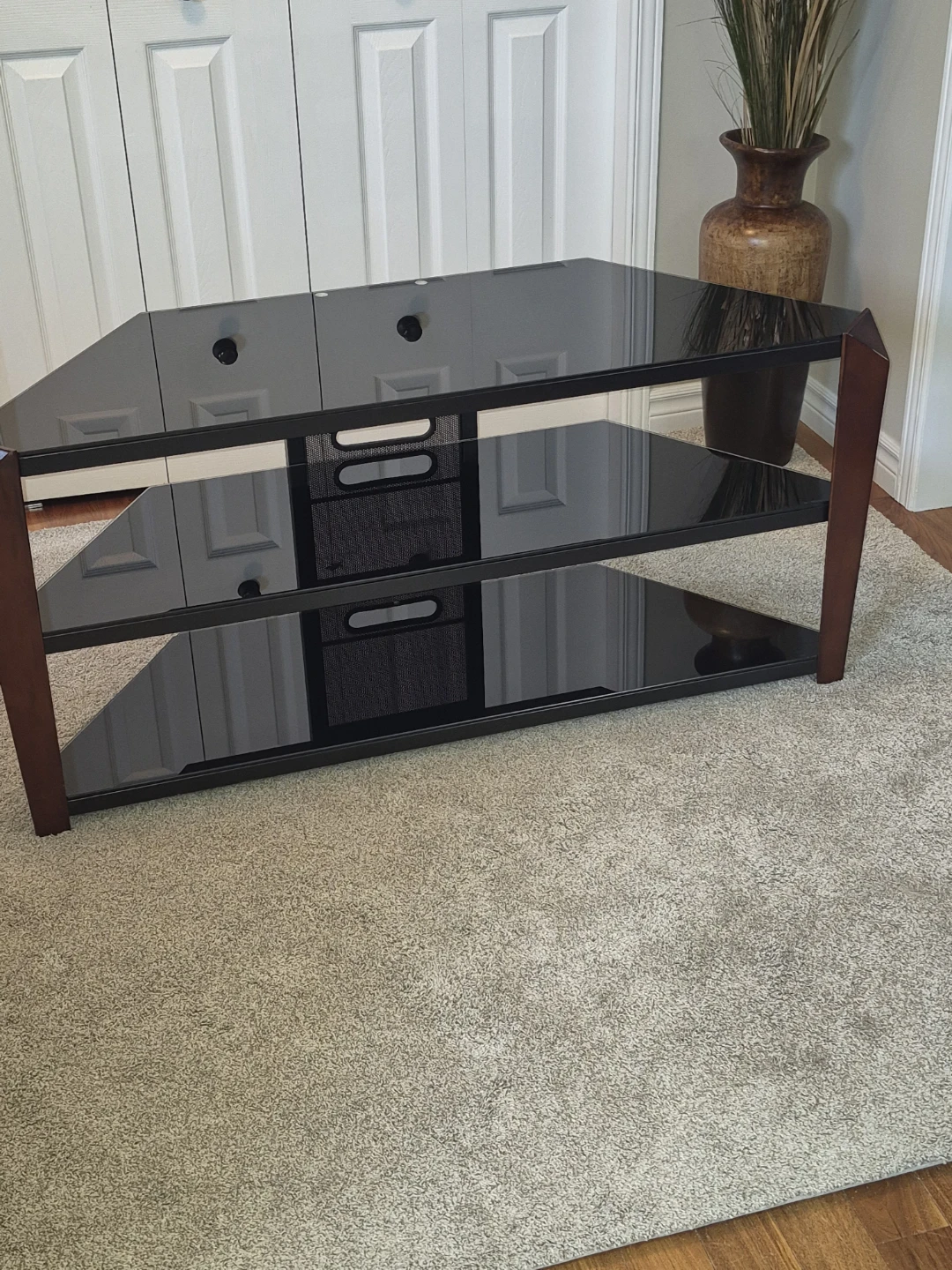 Black Glass 3-Tier TV Stand