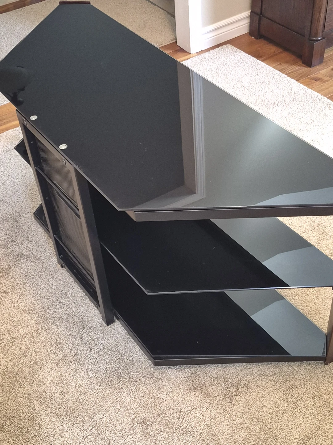 Black Glass 3-Tier TV Stand - photo 4