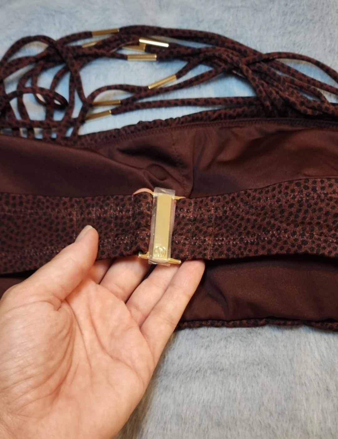 Victoria's Secret Archives Brown&Dots Bandeau Bikini Size XL NWT - photo 4