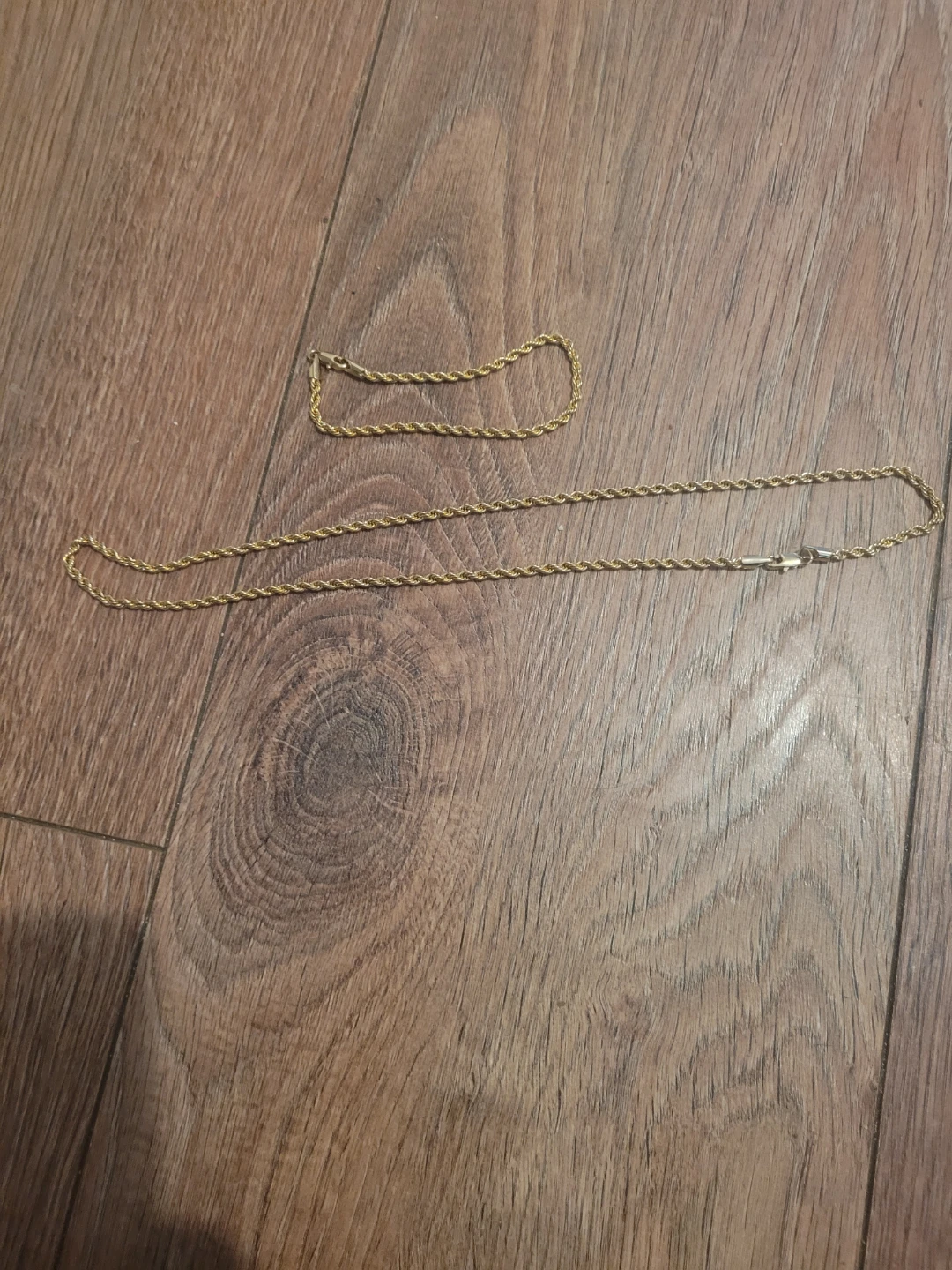 Gold Rope Chain Necklace and Bracelet Set