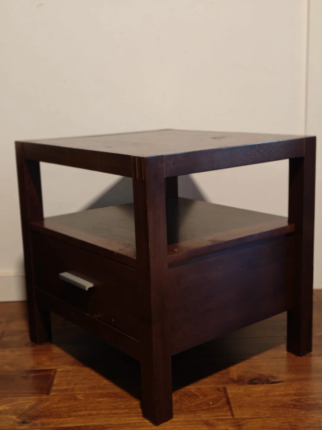 Dark Wood Nightstand with Drawer - photo 3
