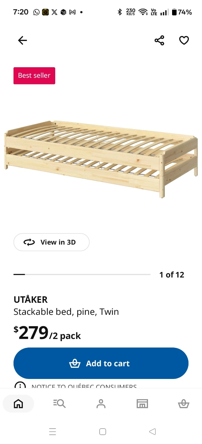 Set of 2 Wooden Ikea stackable with Trundle without  Mattresses - photo 3
