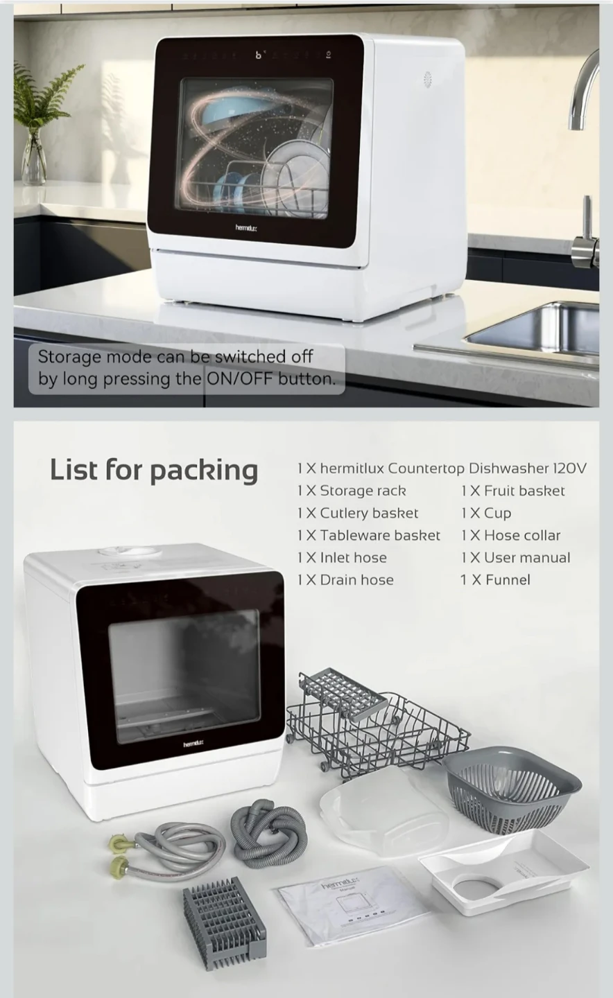 Hermitlux HDW5CW01 Countertop Dishwasher - photo 3