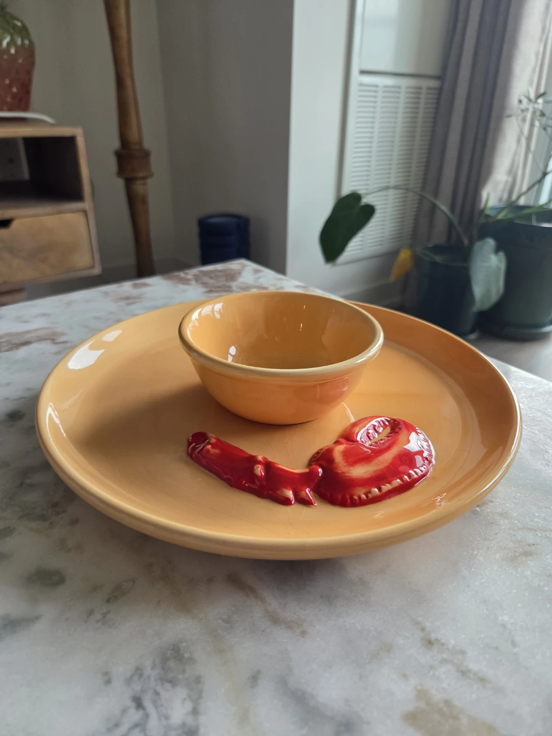 Lobster ceramic plate and bowl set