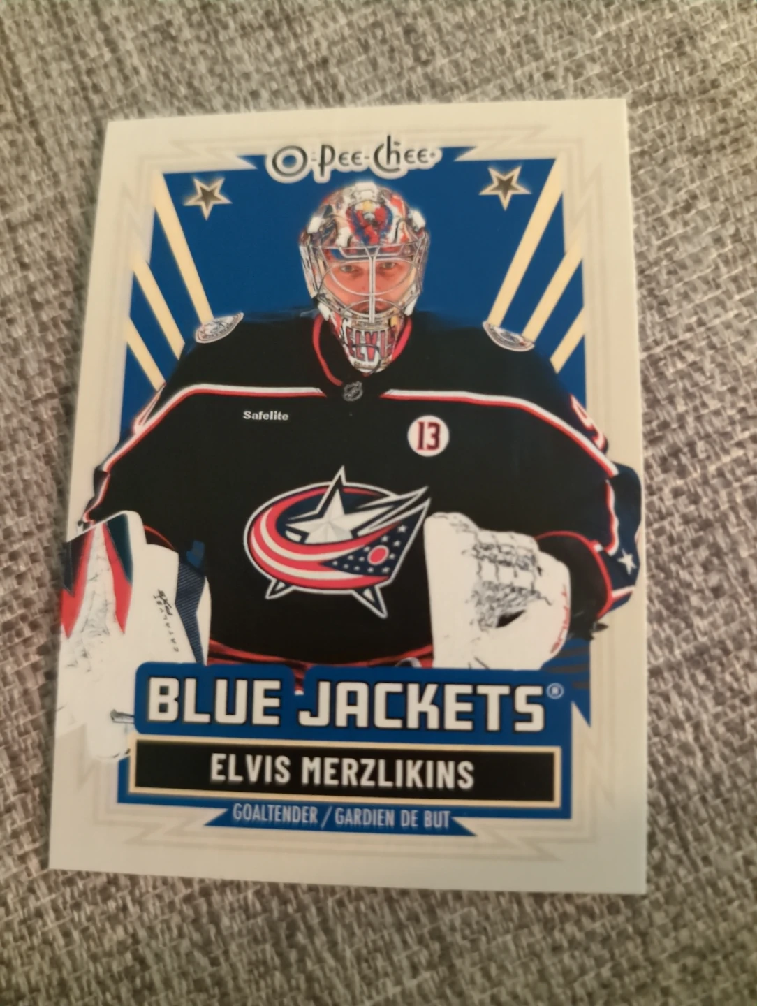 O-Pee-Chee Elvis Merzlikins Blue Jackets Hockey Card
