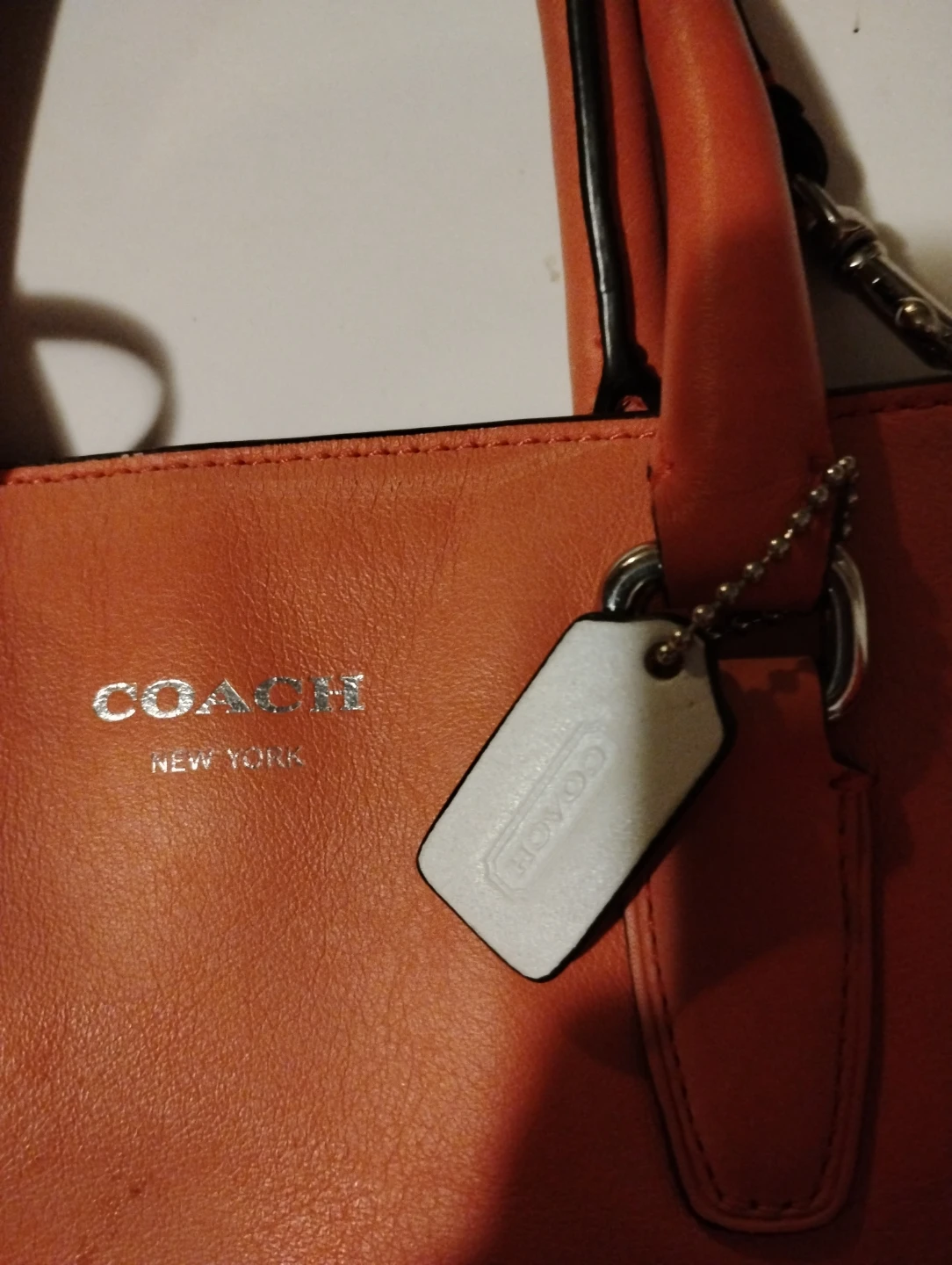 Coach Orange Perforated Leather Tote Handbag - photo 3