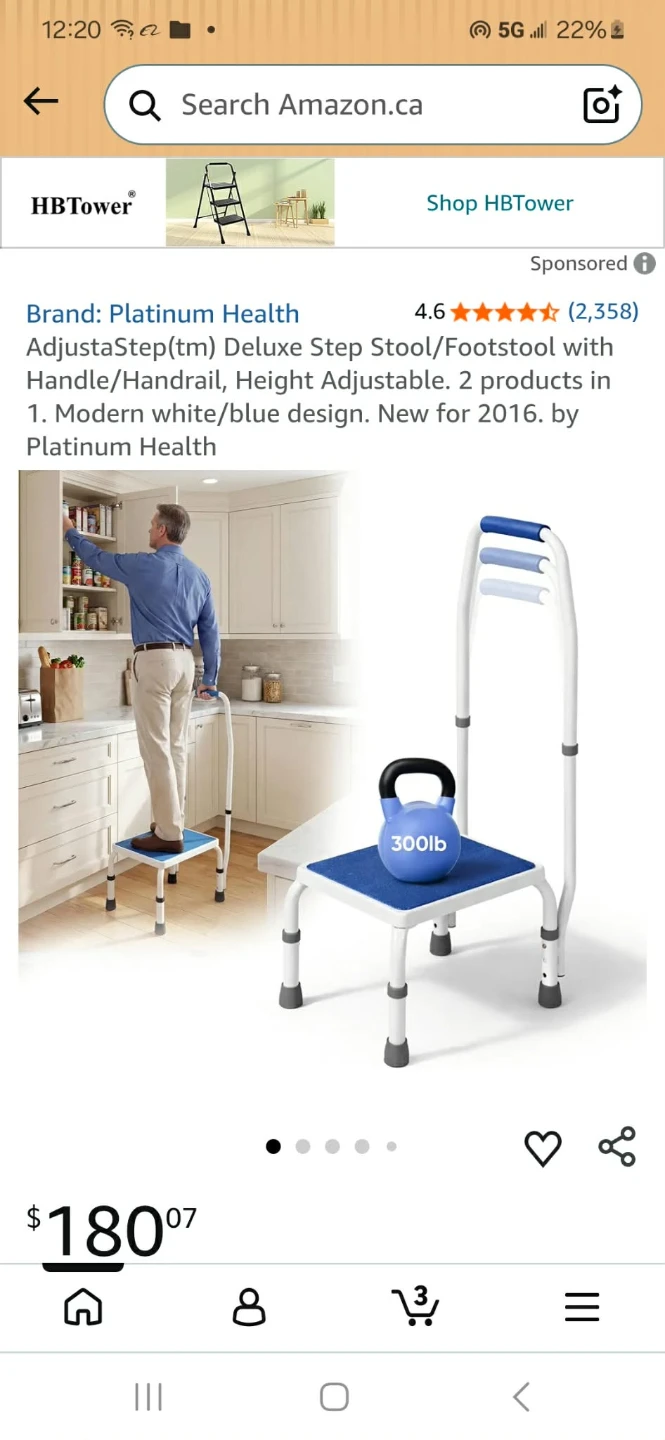 Platinum Health AdjustaStep Deluxe Step Stool with Handle