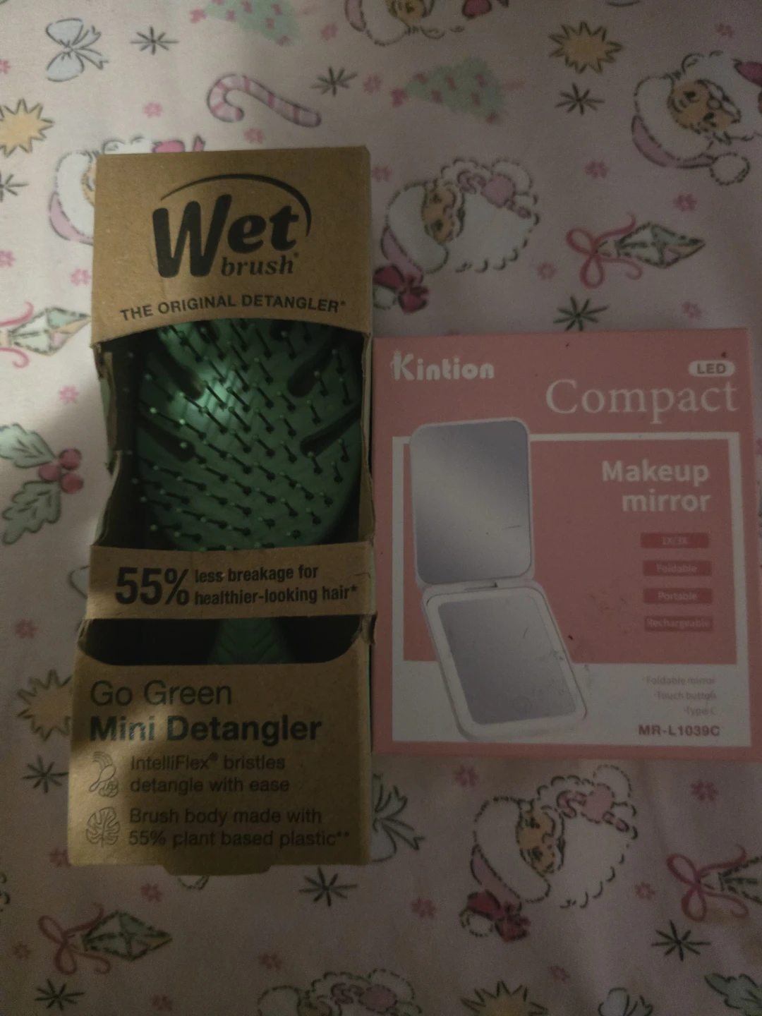 Kintion LED Compact Makeup Mirror & wet brush mini detangler