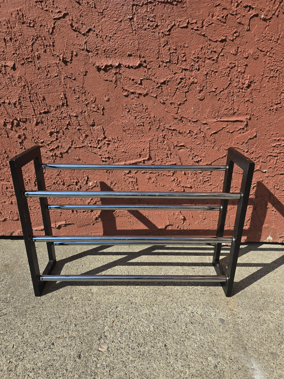 3-Tier Expandable Stackable 18 Pair Shoe Rack, Metal and Wood