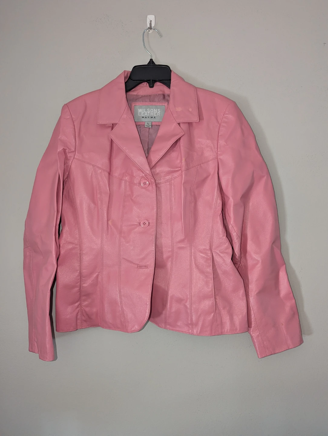 Wilsons Leather Maxima Pink Leather Blazer Jacket - Size L
