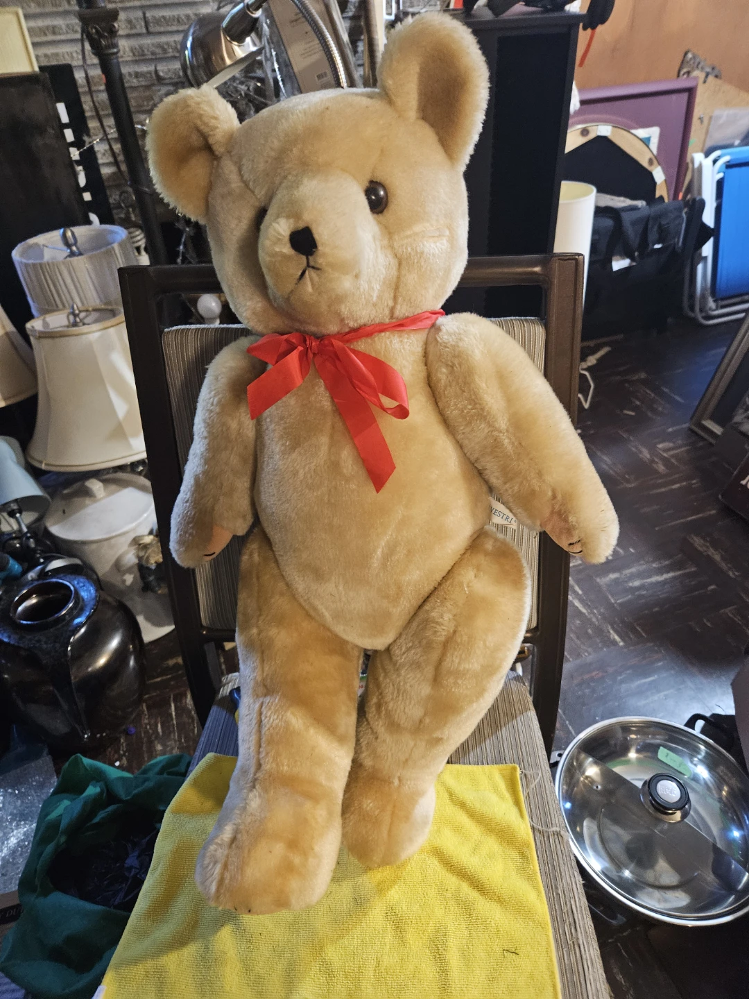 Large Classic Teddy Bear with Red Ribbon - photo 2