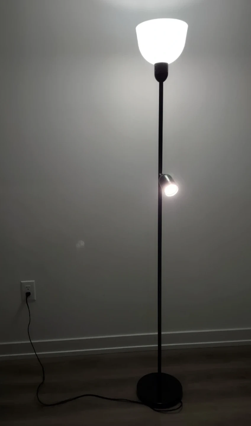 Adjustable LED floor and flood lamp with reading light