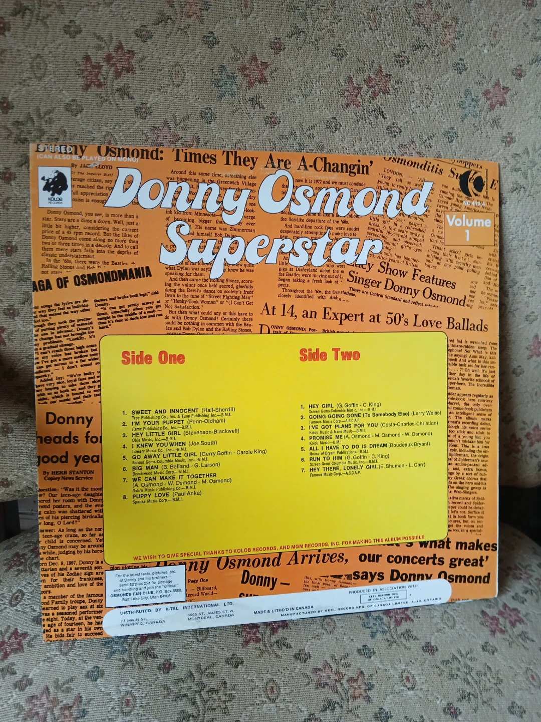 Donny Osmond Superstar Vinyl Record - K-Tel International - photo 4