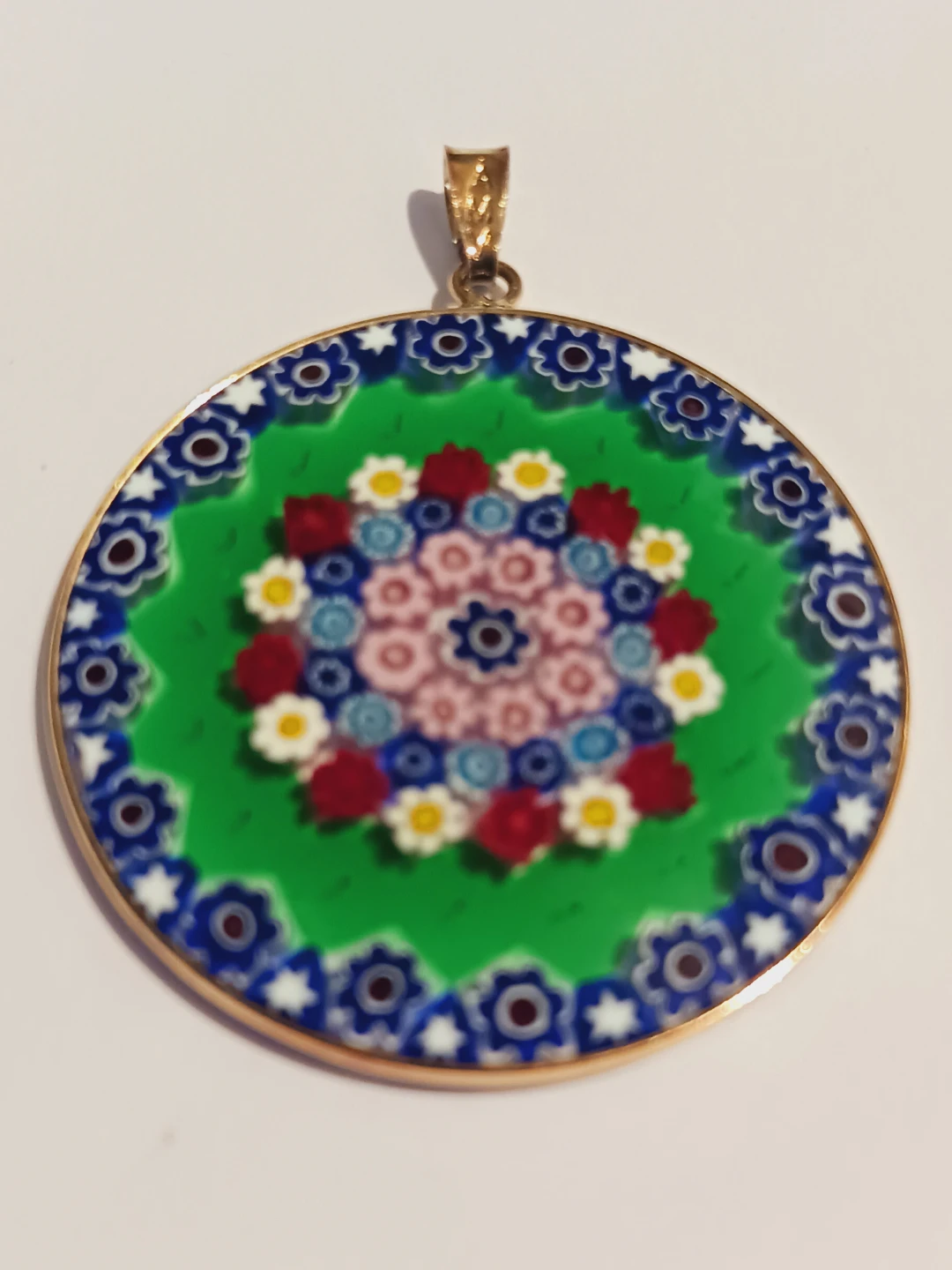 Gold Over Sterling Silver 925  Murano Millefiori Glass Pendant - photo 2
