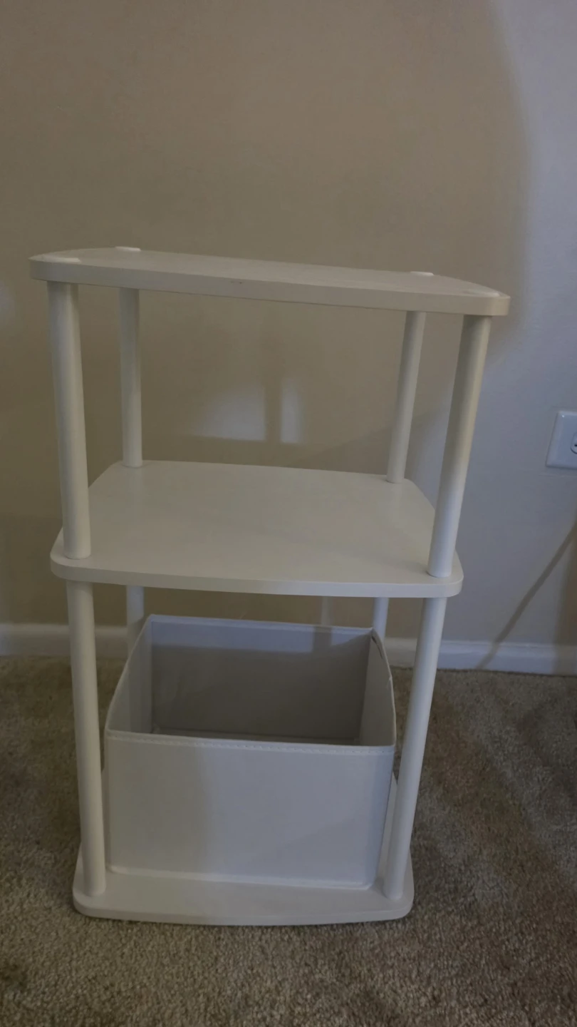 SONGMICS 3-Tier Side Table with Fabric Basket - White - photo 2
