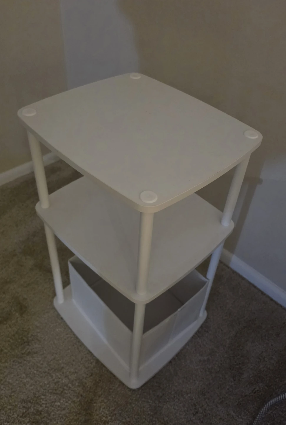 SONGMICS 3-Tier Side Table with Fabric Basket - White - photo 3