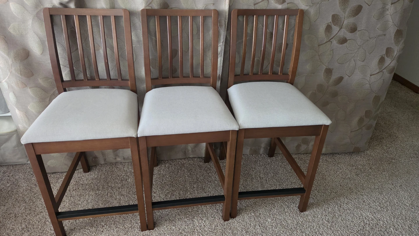 Set of 3 Wooden Bar Stools | Ekedalen ikea 62cm