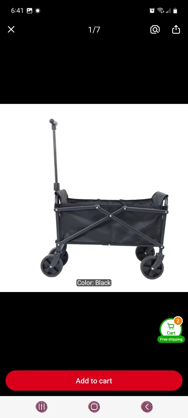 NWT Black Folding Wagon Cart with Extendable Handle - photo 5