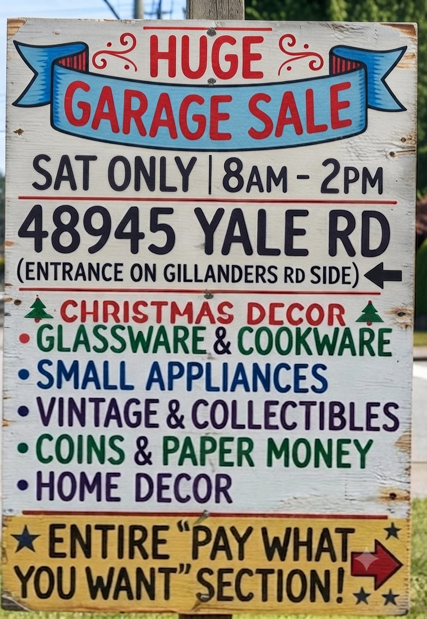 Garage sale this Saturday!
