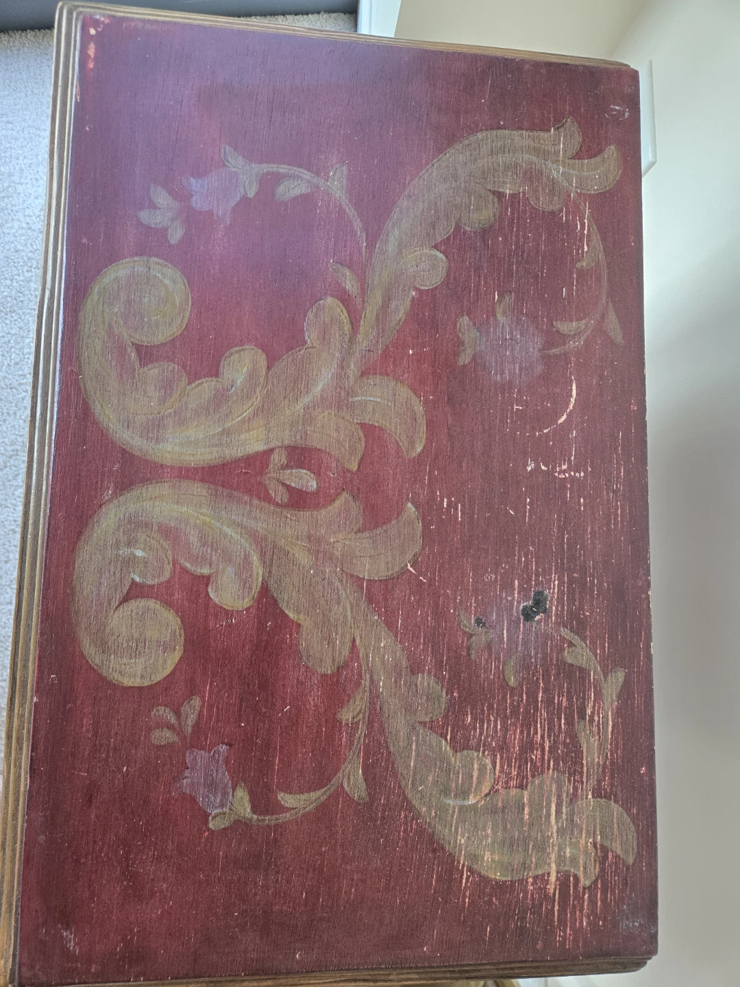 Red French Provincial Accent Table with Drawers - photo 3