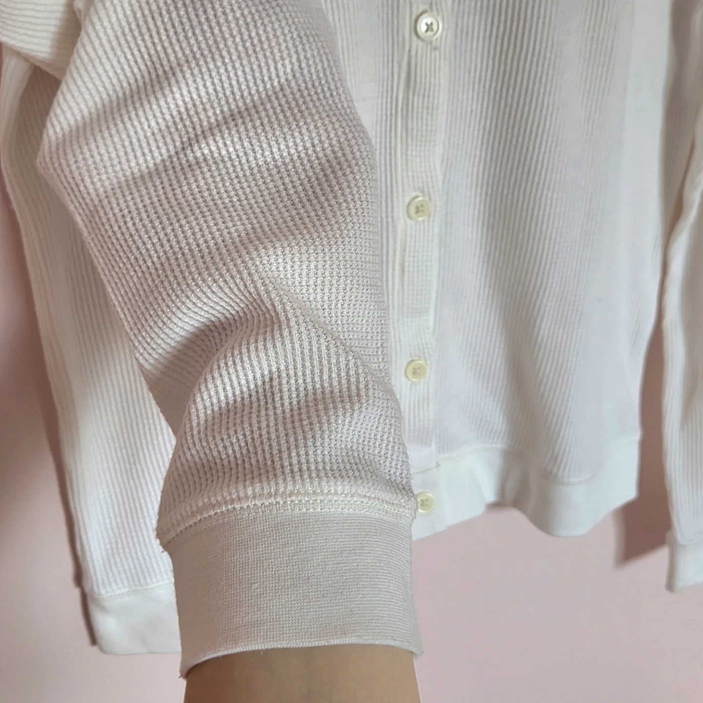 Uniqlo White Waffle Crew Neck Cardigan - photo 5