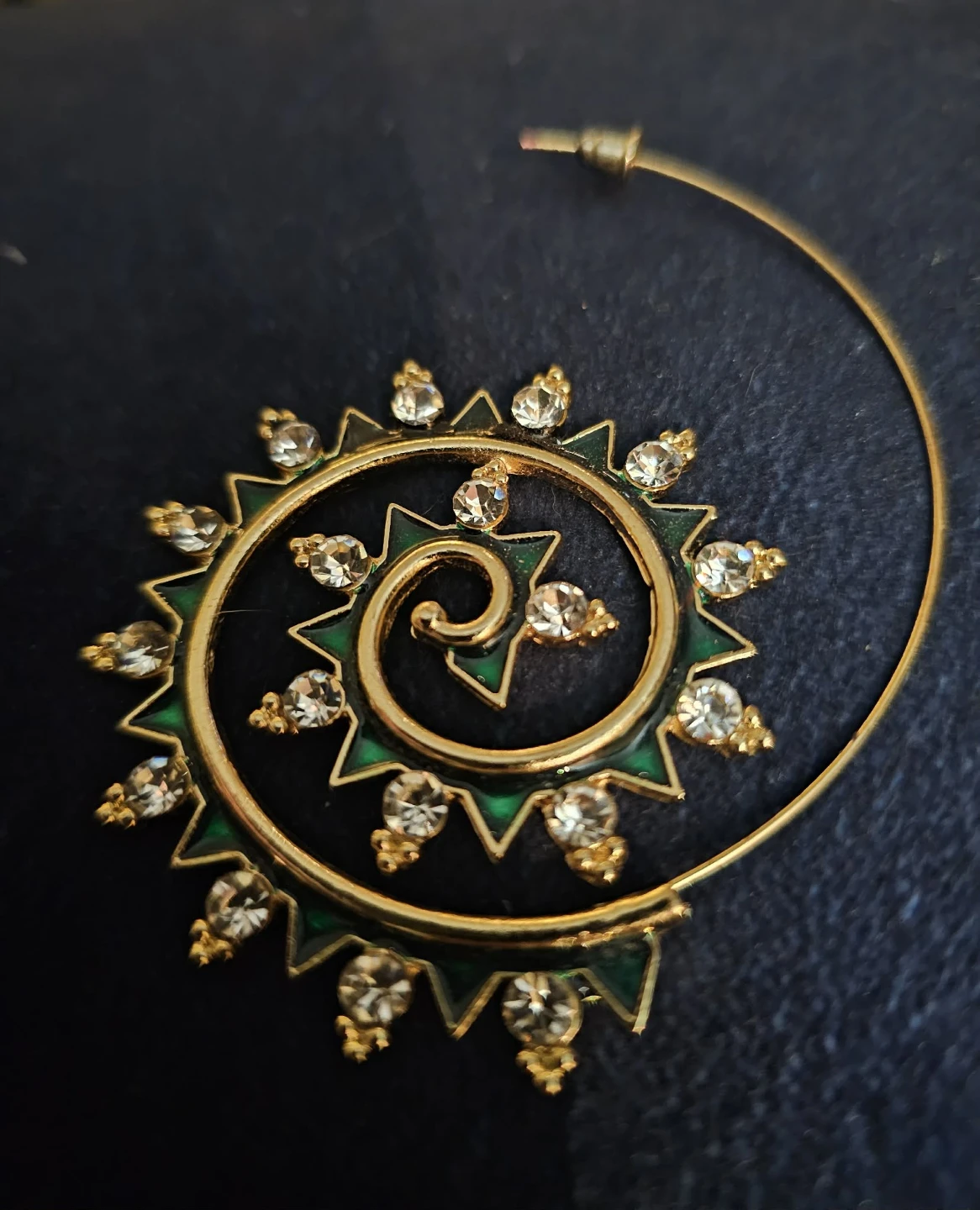 💚✨ Vintage Traditional Indian Bridal Nath Spiral Nose Ring ✨💚 - photo 2