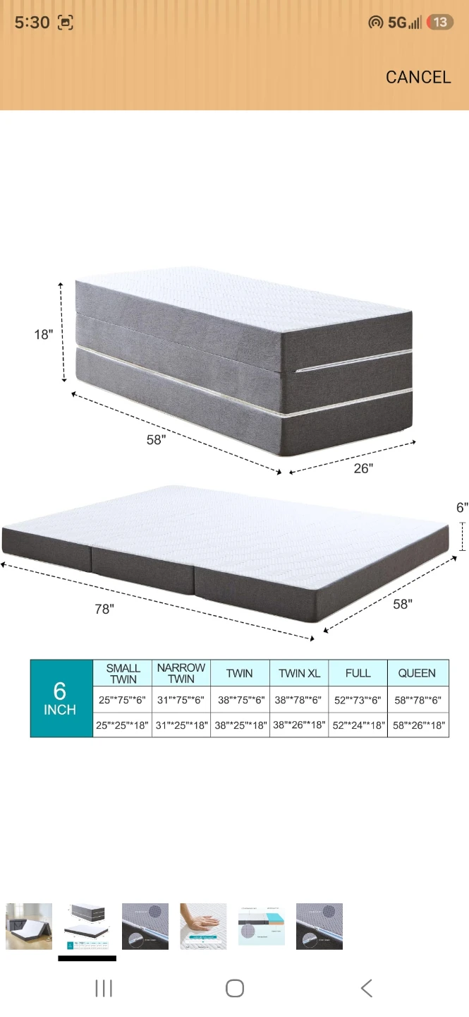 Foam Mattress with Carry Case – Grey - photo 2