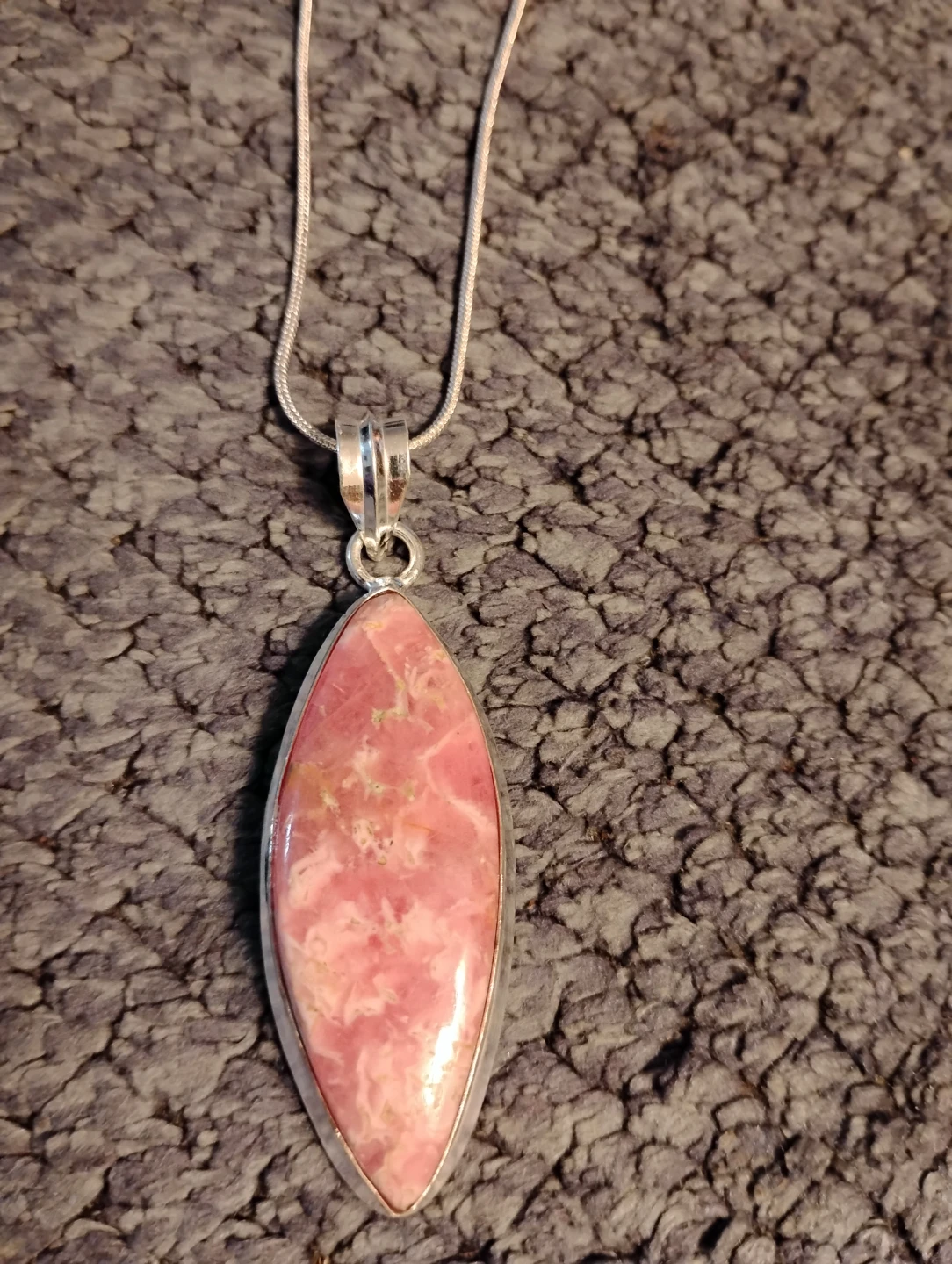 Sterling Silver Necklace with Pink Pendant